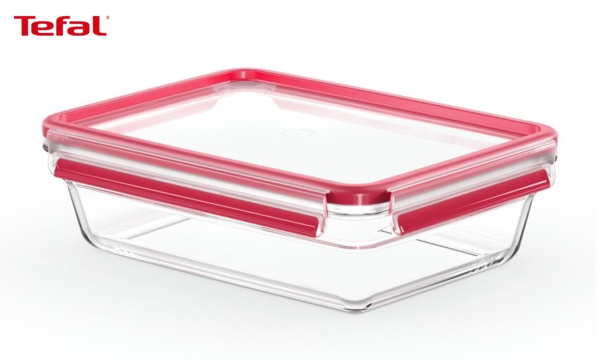 Hộp thủy tinh vuông Tefal Masterseal Glass N1041112 - 2L - đỏ